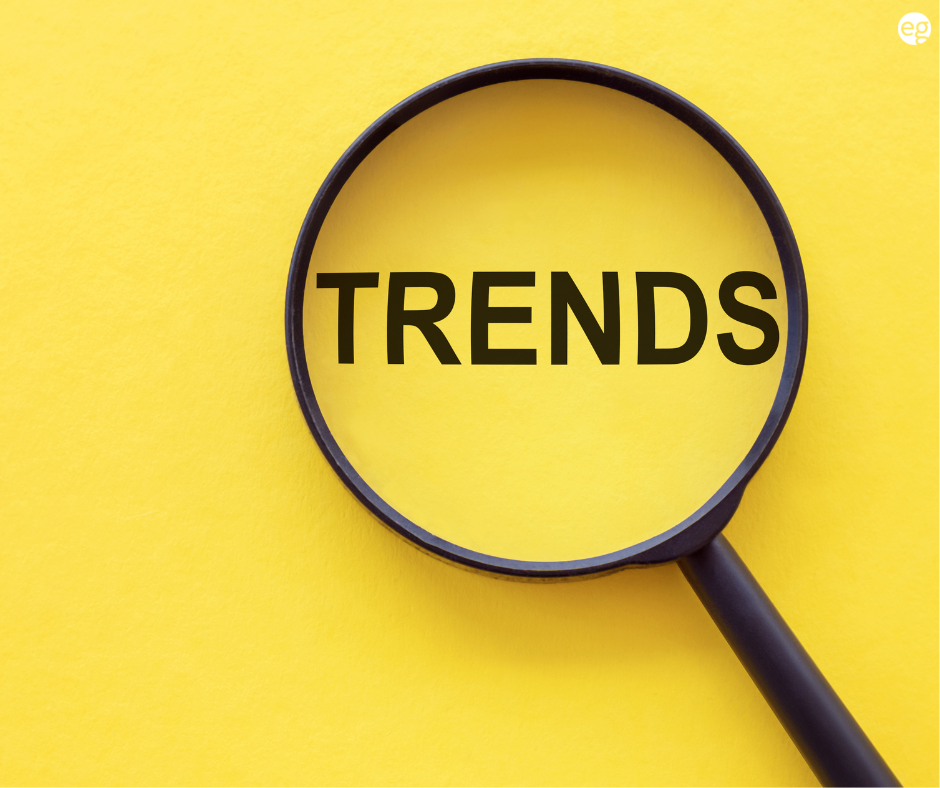 magnifying glass showing the word "trends" on a yellow background