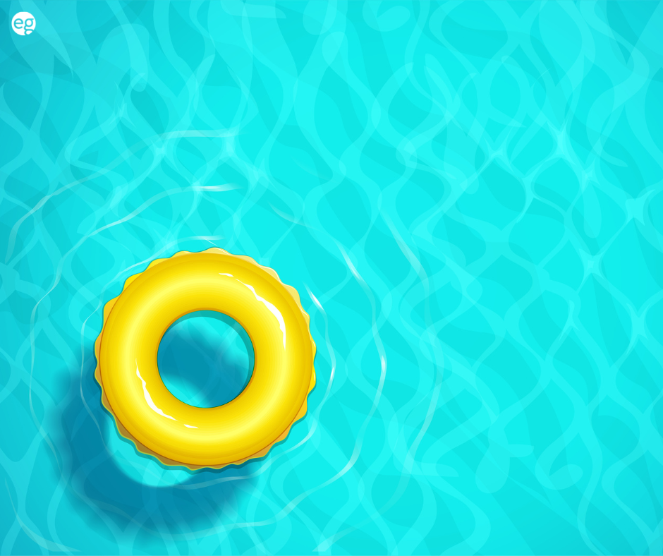 Yellow innertube in an empty pool