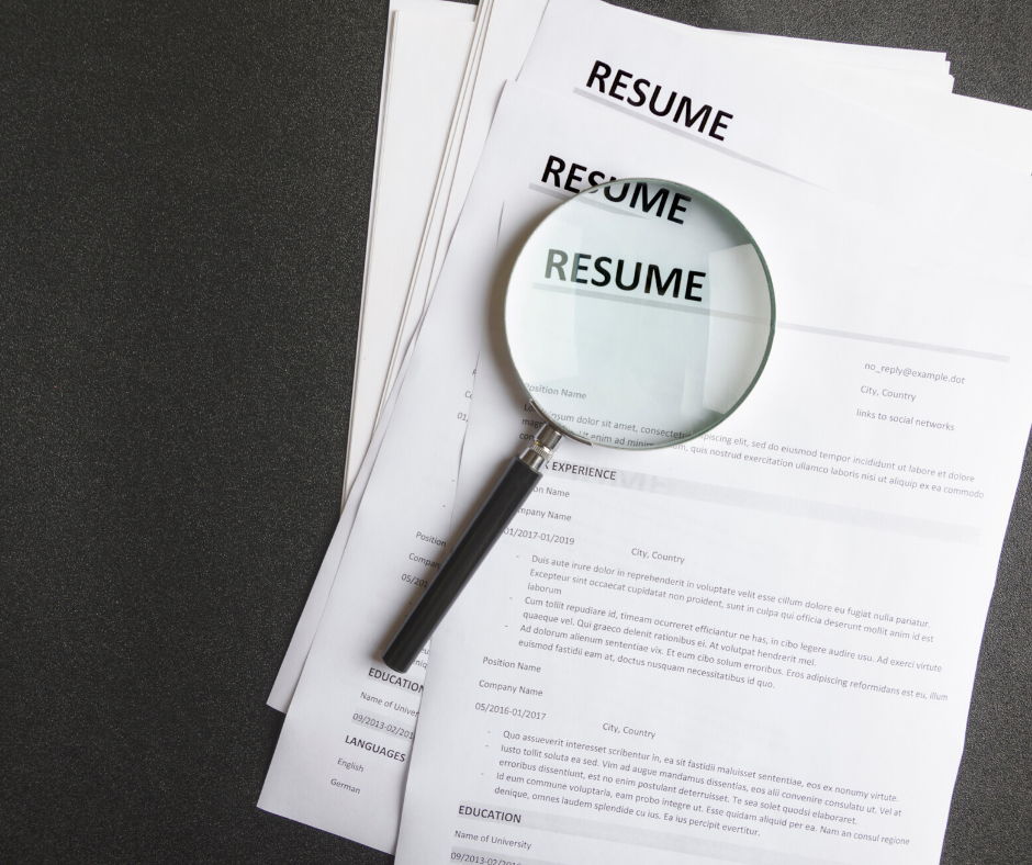Resume with magnifying glass